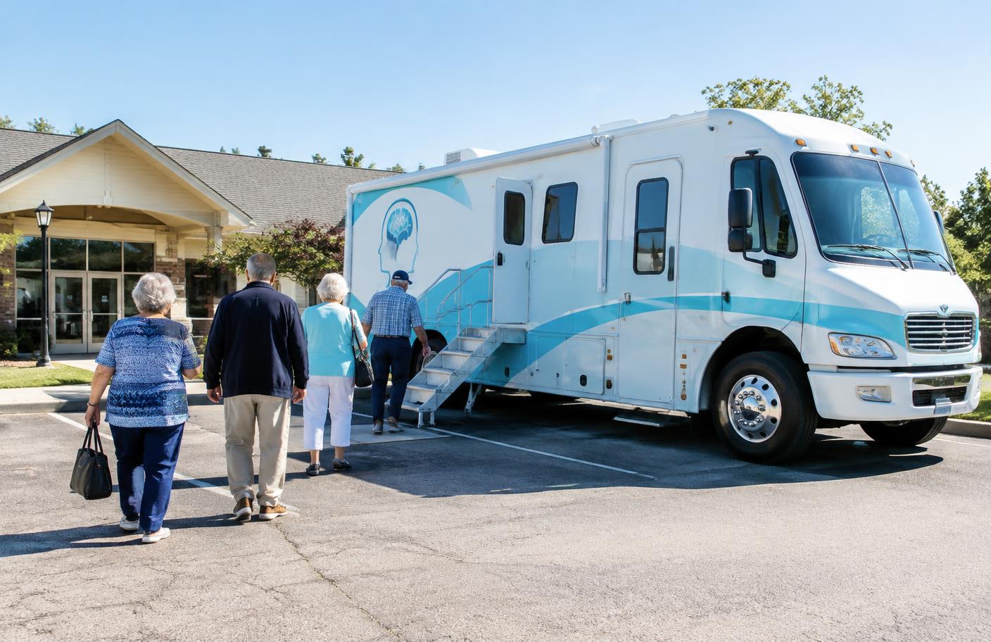 Stroke Scan mobile screening unit outside a community center